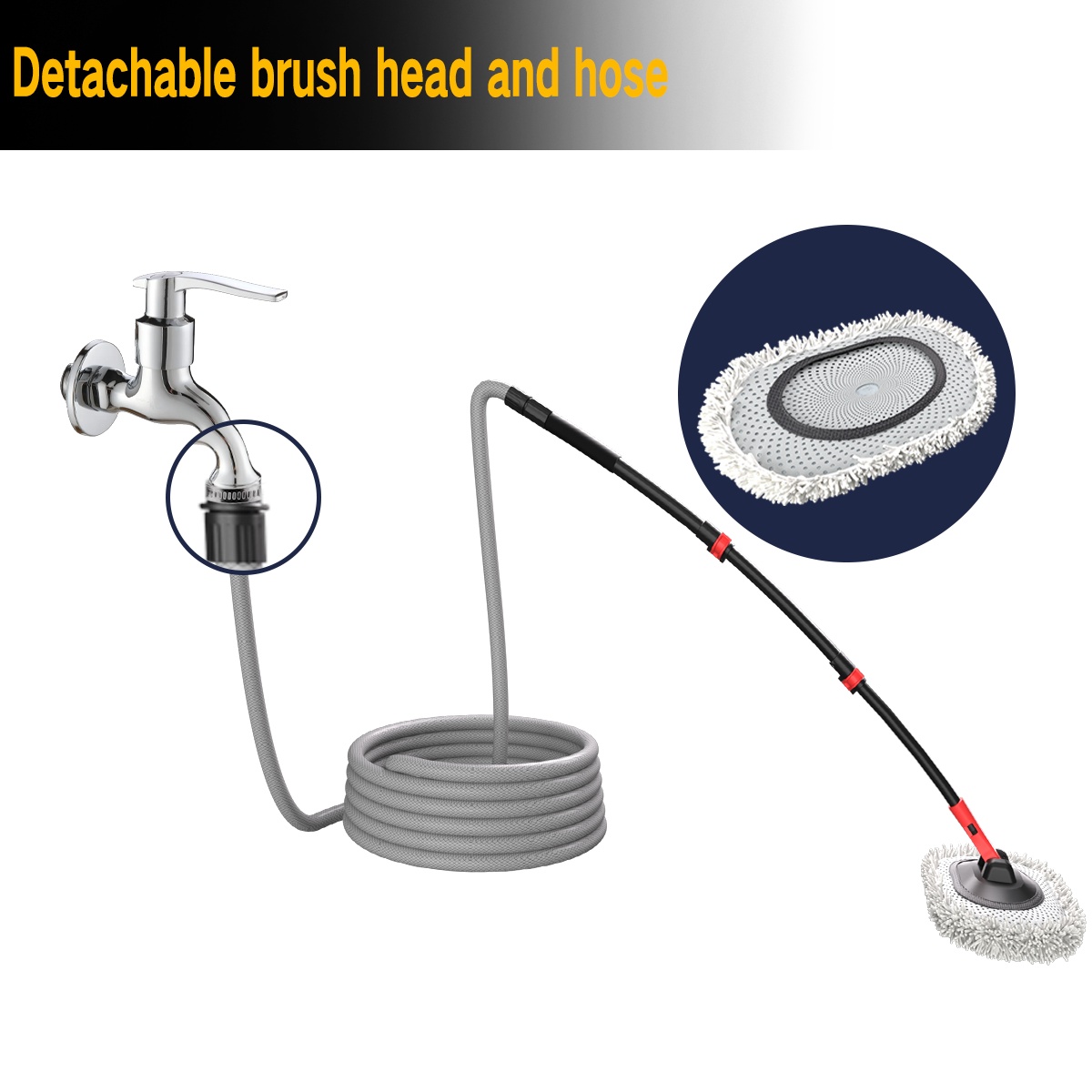 Autowasborstel met Waterdoorvoer en 10 m Slang 1 Autowasborstel met Waterdoorvoer en 10 m Slang