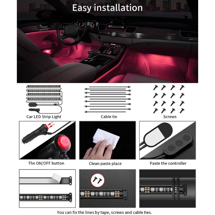 Govee RGB LED Interieurverlichting voor Auto met App 2 Govee RGB LED Interieurverlichting voor Auto met App - Afbeelding 2