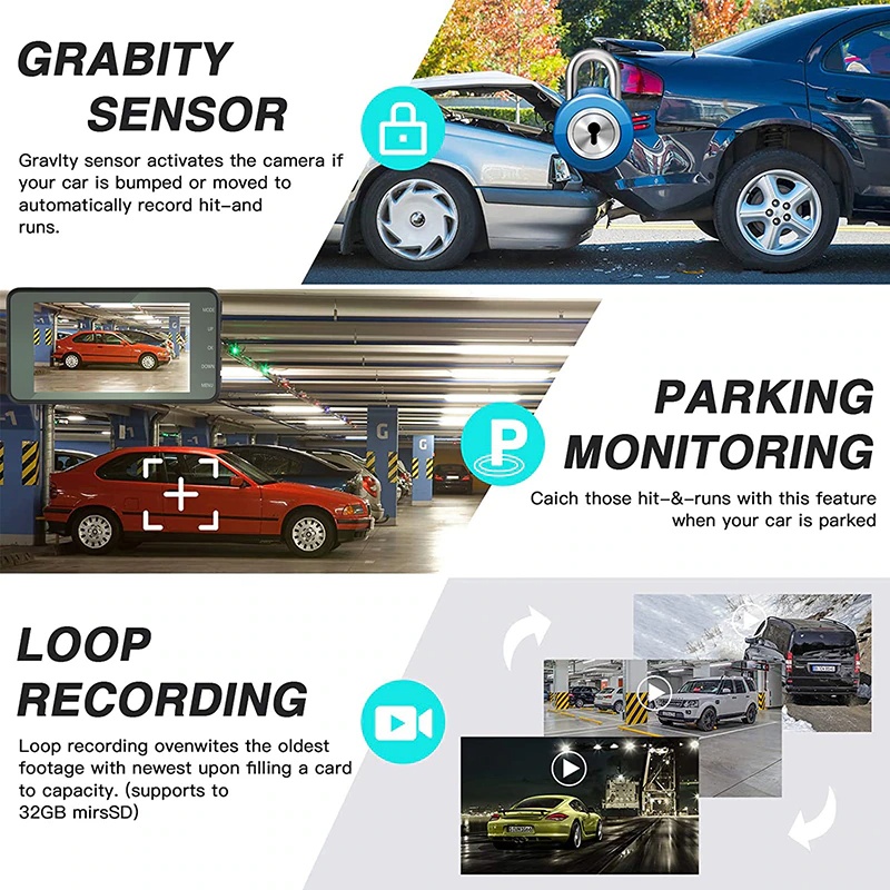 Dashcam met 4 inch Touchscreen, Voor- en Achtercamera 9 Dashcam met 4 inch Touchscreen, Voor- en Achtercamera - Afbeelding 9