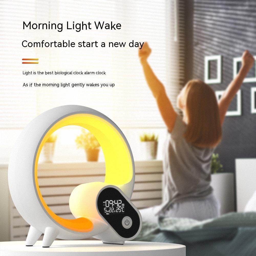 Creative Q Light Analog Sunrise Digital Display Alarm Clock Bluetooth Audio Intelligent Wake-up Q Colorful Atmosphere Light 4 Creative Q Light Analog Sunrise Digital Display Alarm Clock Bluetooth Audio Intelligent Wake-up Q Colorful Atmosphere Light - Afbeelding 4