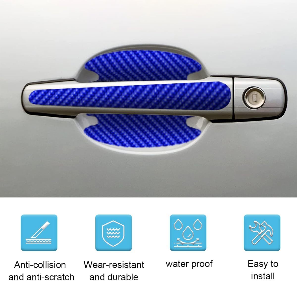 Deurgreep Beschermstickers Carbonlook, Set van 8, Blauw 5 Deurgreep Beschermstickers Carbonlook, Set van 8, Blauw - Afbeelding 5