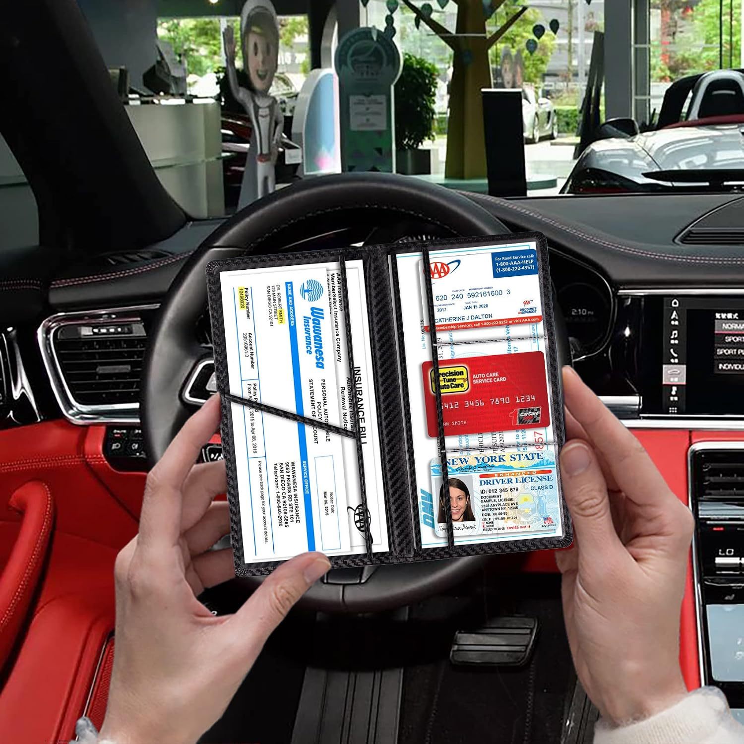 Mapje voor Autopapieren in Carbonlook, Zwart 4 Mapje voor Autopapieren in Carbonlook, Zwart - Afbeelding 4