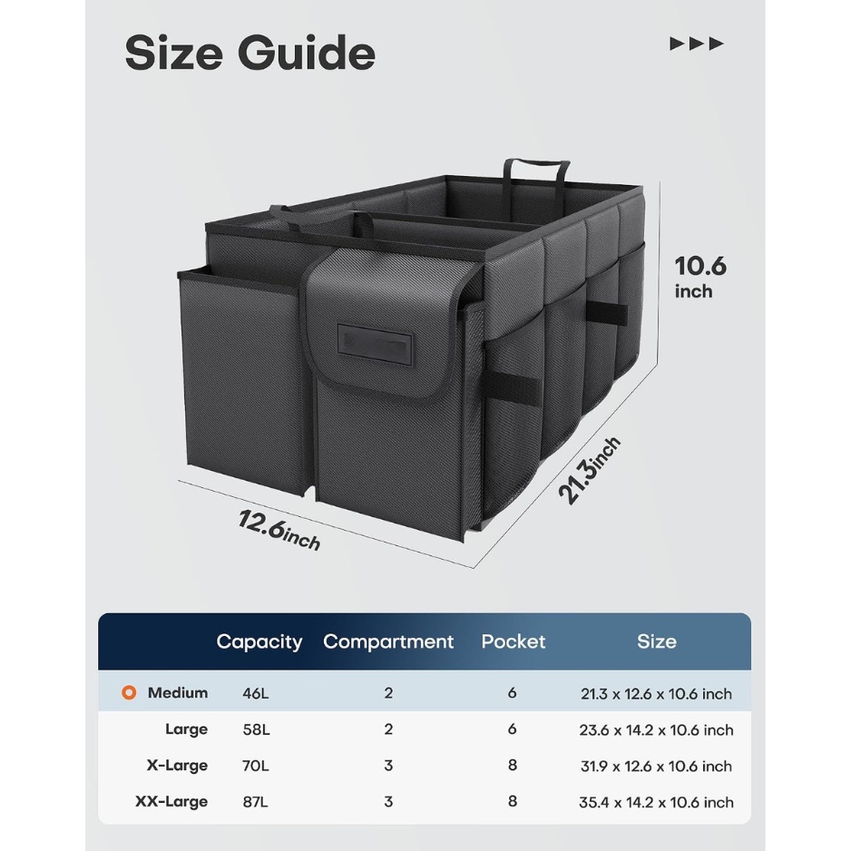 Opvouwbare Kofferbak Organizer, Groot 2 Opvouwbare Kofferbak Organizer, Groot - Afbeelding 2