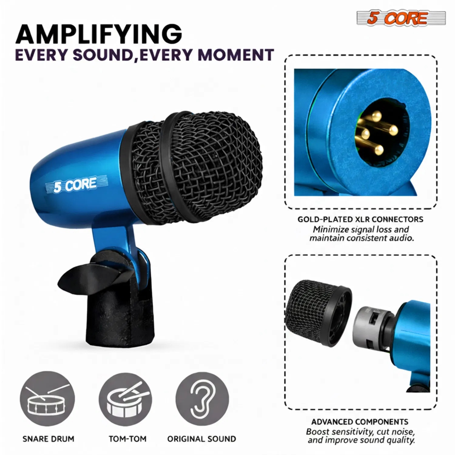 5 Core Drummicrofoonset met XLR 3 5 Core Drummicrofoonset met XLR - Afbeelding 3