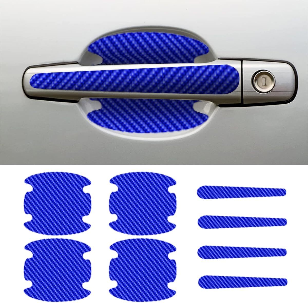 Deurgreep Beschermstickers Carbonlook, Set van 8, Blauw 1 Deurgreep Beschermstickers Carbonlook, Set van 8, Blauw