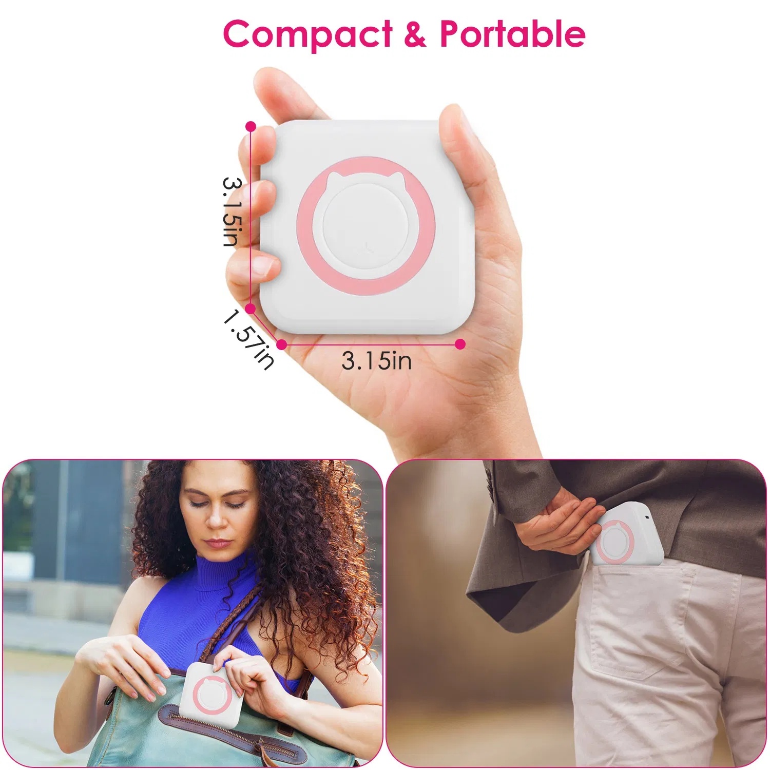 Mini Thermische Zakprinter met Bluetooth, Inktloos 8 Mini Thermische Zakprinter met Bluetooth, Inktloos - Afbeelding 8