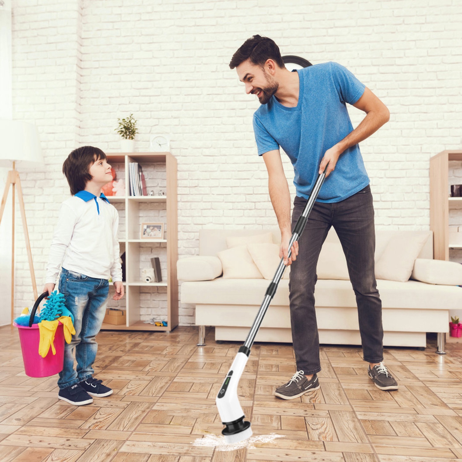1Pc Electric Spin Scrubber Cordless Rechargeable Telescopic Cleaning Brush 8 Replaceable Heads 2 Speed Adjustable Extension Arm Bathroom Tub Tile Floor 3 1Pc Electric Spin Scrubber Cordless Rechargeable Telescopic Cleaning Brush 8 Replaceable Heads 2 Speed Adjustable Extension Arm Bathroom Tub Tile Floor - Afbeelding 3