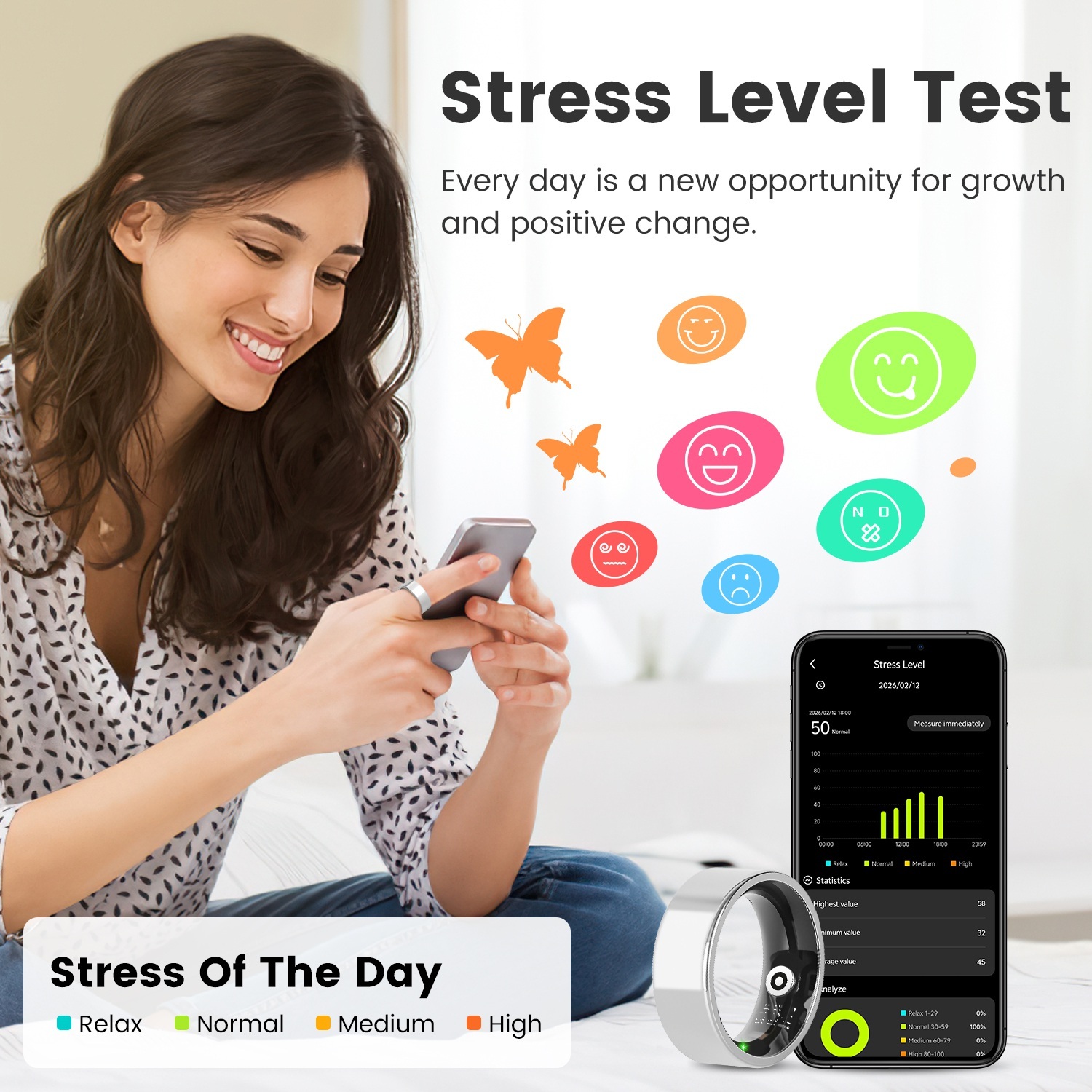 Smart Ring met Hartslag, Slaap en Stress Tracking 10 Smart Ring met Hartslag, Slaap en Stress Tracking - Afbeelding 10