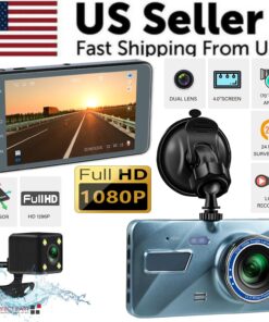 Dashcam met 4 inch Touchscreen, Voor- en Achtercamera