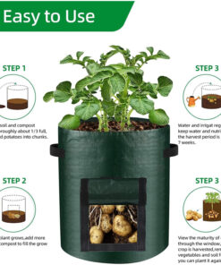 Alternative view of 10 Gallon -6 Pack Potato Grow Bags, Heavy Duty PE Fabric Pots With Flap And Handles, Green Planter Bags For Potato Vegetables Outdoor Garden, For All Plants Growing