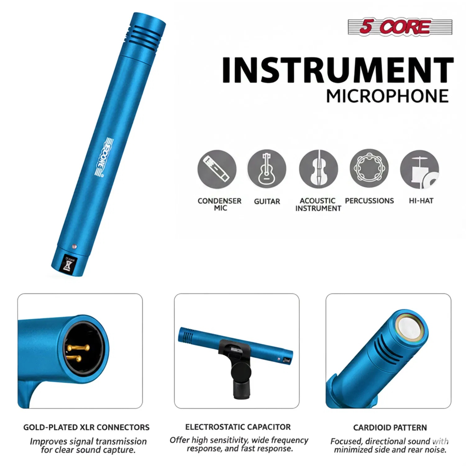 5 Core Drummicrofoonset met XLR 6 5 Core Drummicrofoonset met XLR - Afbeelding 6