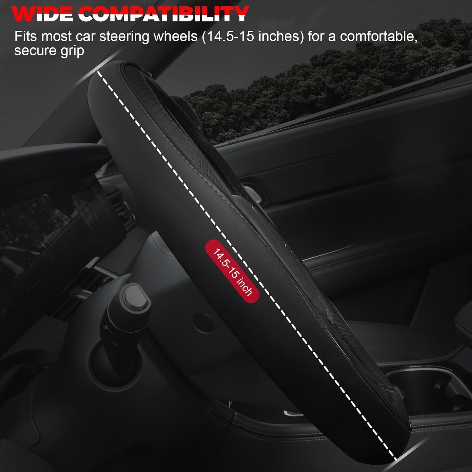 Stuurhoes van Microvezelleer 37-38 cm, Zwart 4 Stuurhoes van Microvezelleer 37-38 cm, Zwart - Afbeelding 4