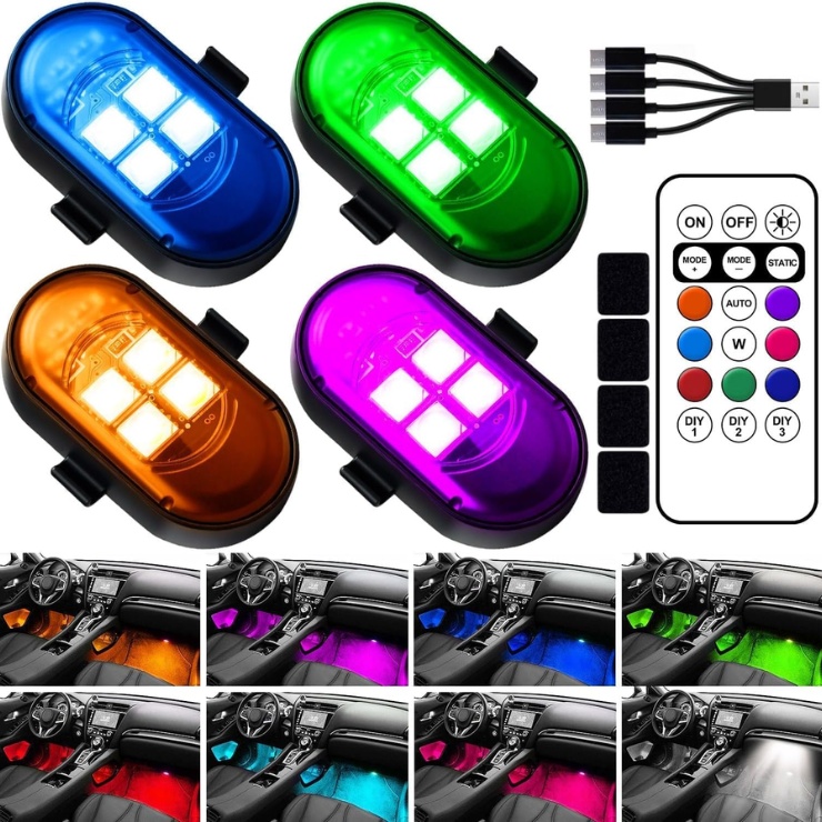 Draadloze Oplaadbare LED Interieurverlichting voor Auto 1 Draadloze Oplaadbare LED Interieurverlichting voor Auto