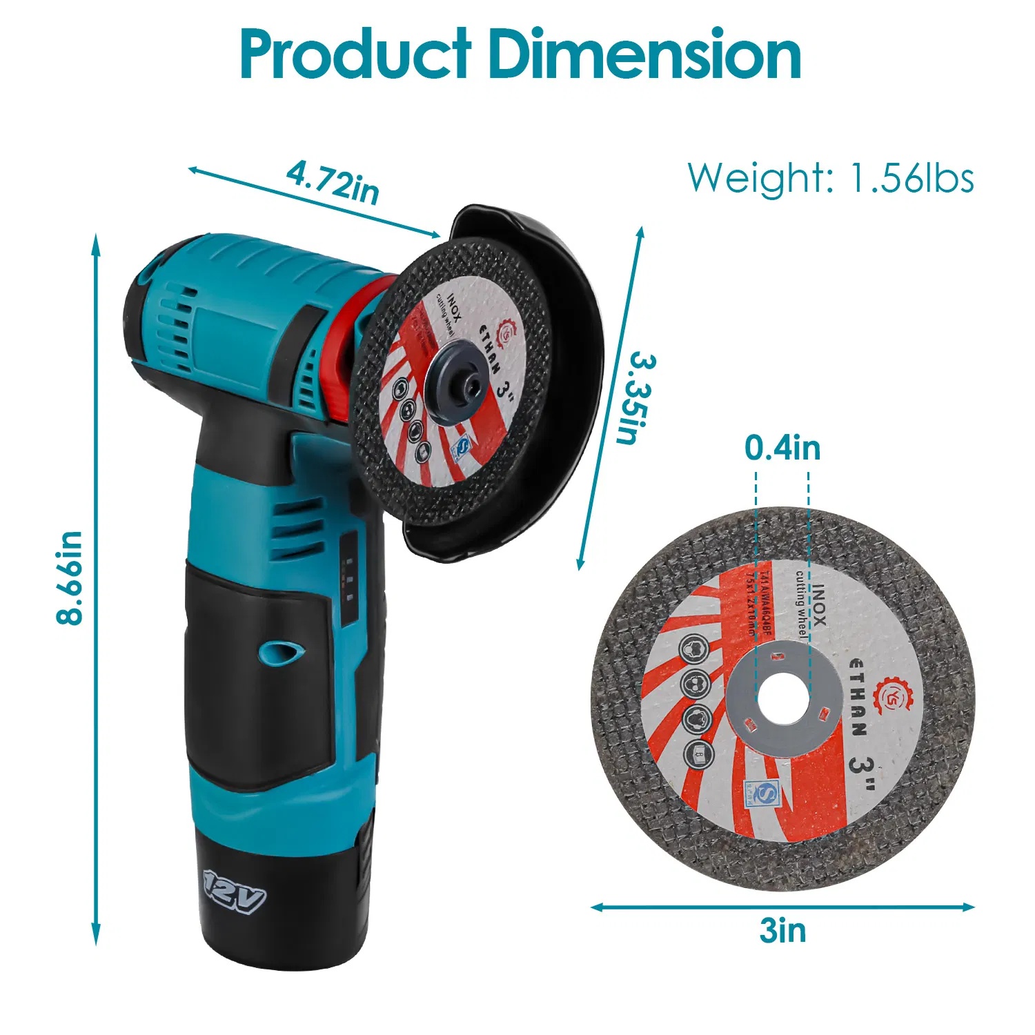 Accu Mini Haakse Slijper 75 mm met 2 Accu's 4 Accu Mini Haakse Slijper 75 mm met 2 Accu's - Afbeelding 4