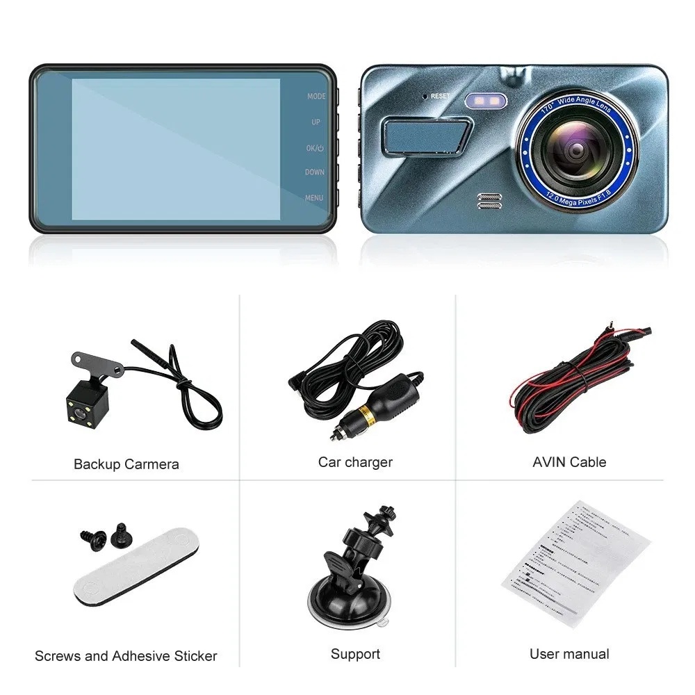 Dashcam met 4 inch Touchscreen, Voor- en Achtercamera 4 Dashcam met 4 inch Touchscreen, Voor- en Achtercamera - Afbeelding 4