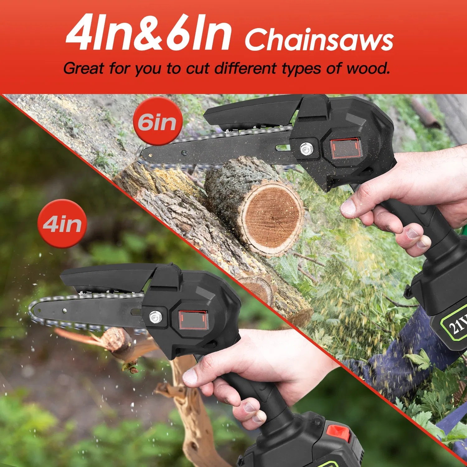 Accu Mini Kettingzaag 15 cm met Telescoopsteel, 2 Accu's 9 Accu Mini Kettingzaag 15 cm met Telescoopsteel, 2 Accu's - Afbeelding 9