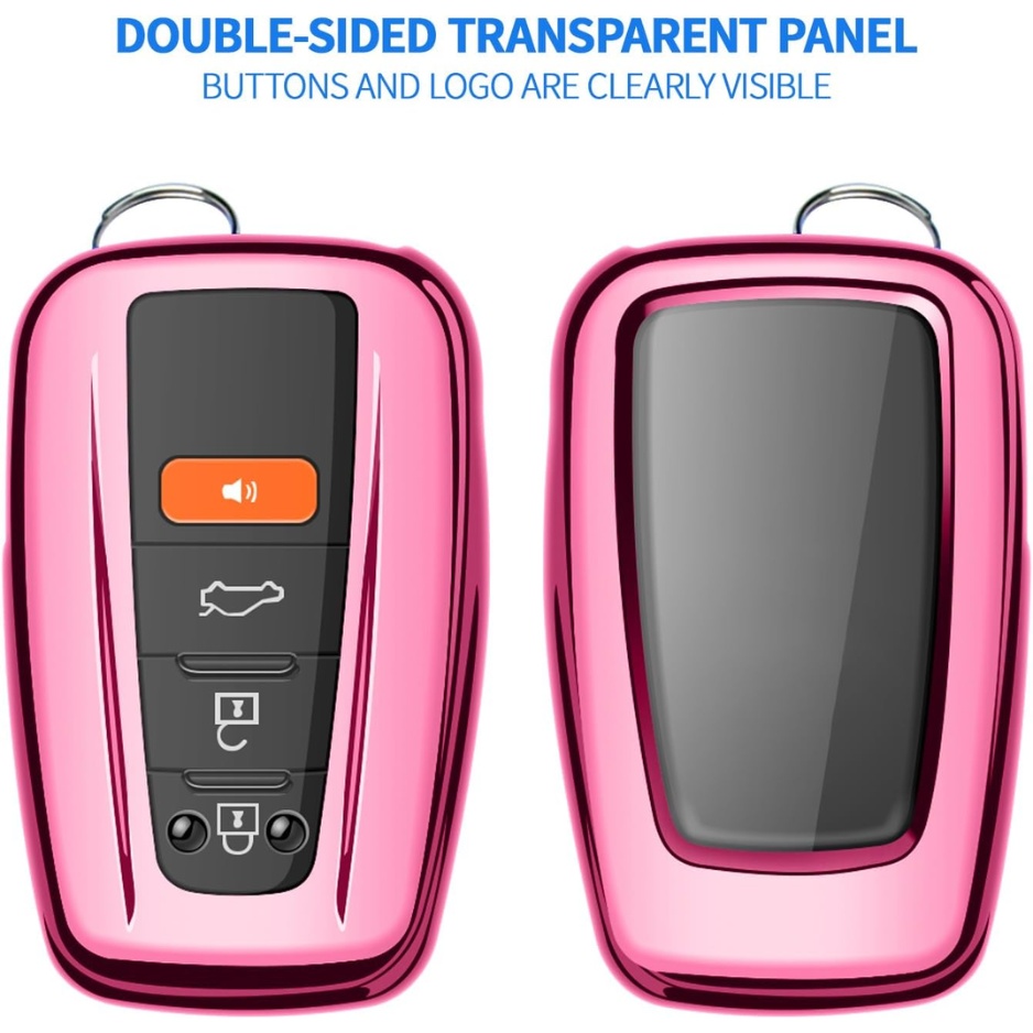 Roze TPU Sleutelhoes met Sleutelhanger voor Toyota 3 Roze TPU Sleutelhoes met Sleutelhanger voor Toyota - Afbeelding 3