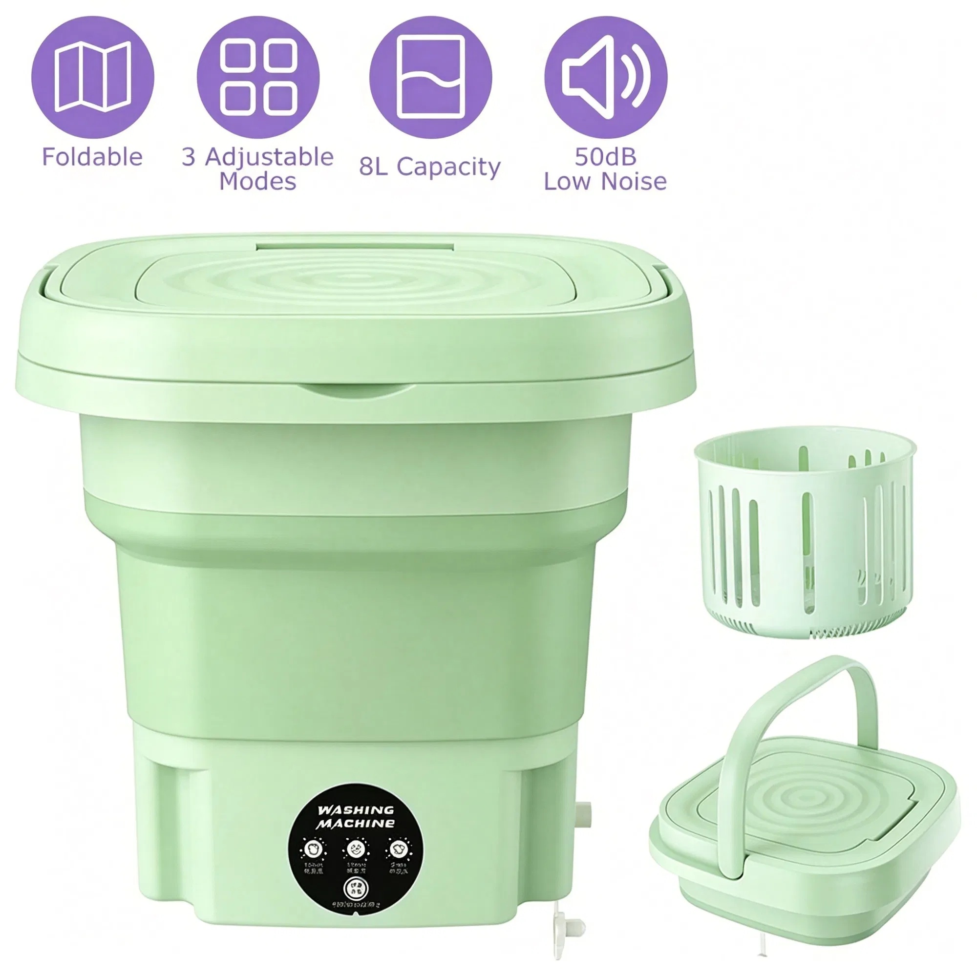 Opvouwbare Mini Wasmachine 8 Liter 2 Opvouwbare Mini Wasmachine 8 Liter - Afbeelding 2