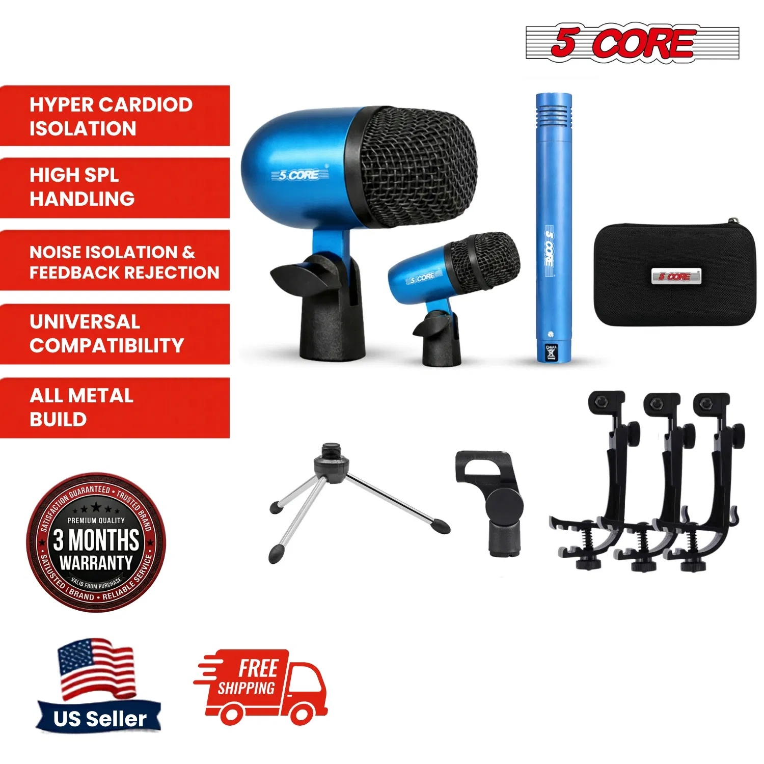 5 Core Drummicrofoonset met XLR 4 5 Core Drummicrofoonset met XLR - Afbeelding 4