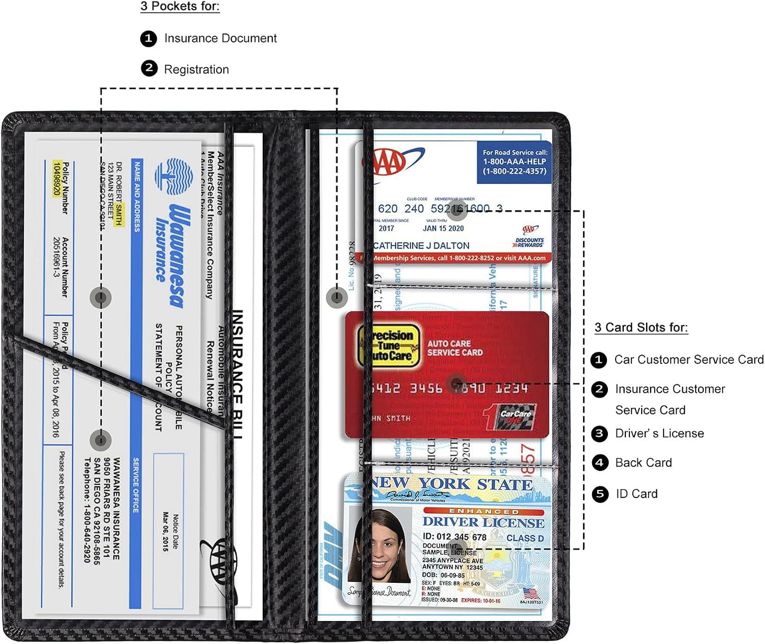 Mapje voor Autopapieren in Carbonlook, Zwart 2 Mapje voor Autopapieren in Carbonlook, Zwart - Afbeelding 2